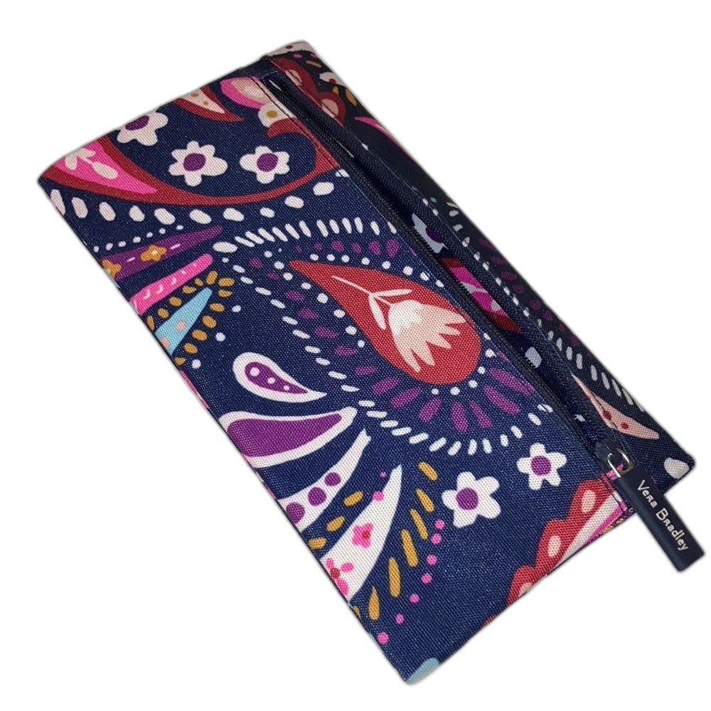 VERA BRADLEY Double Zipper Pencil Pouch Case Lighten Up Paisley 10 x 5 in NEW